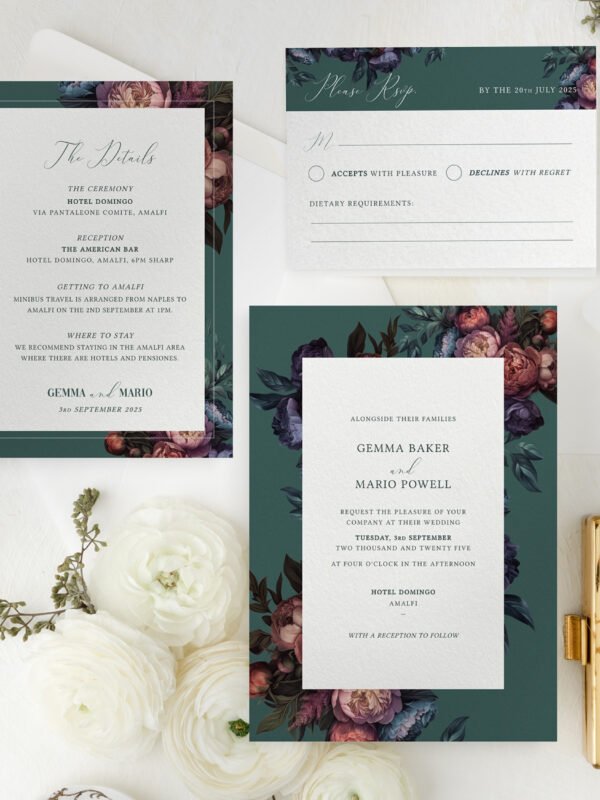 Baroque Peony Wedding Invitation Suite