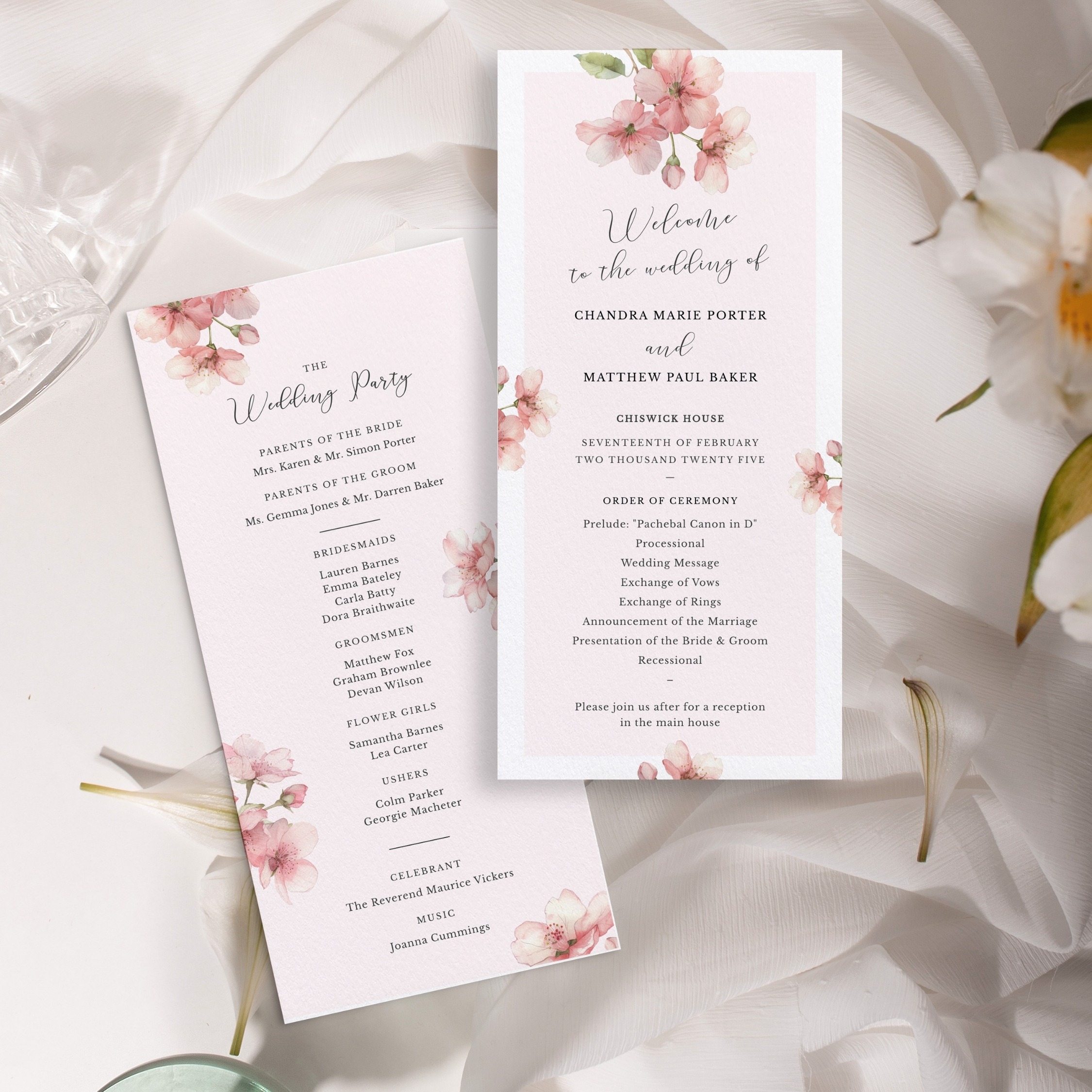 Blossom Serenade Slim Wedding Program