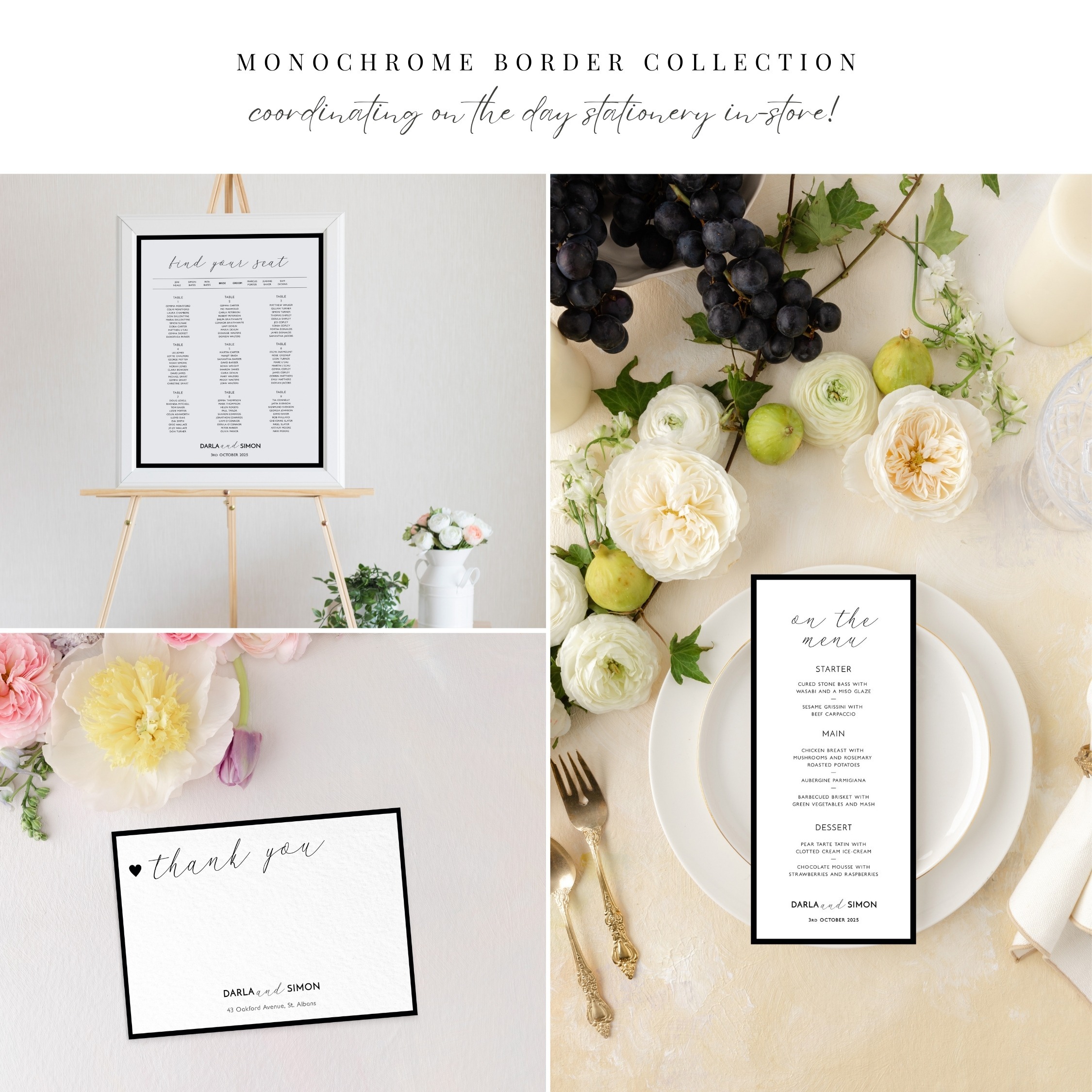 Monochrome Border Wedding Program Card - Matching Items
