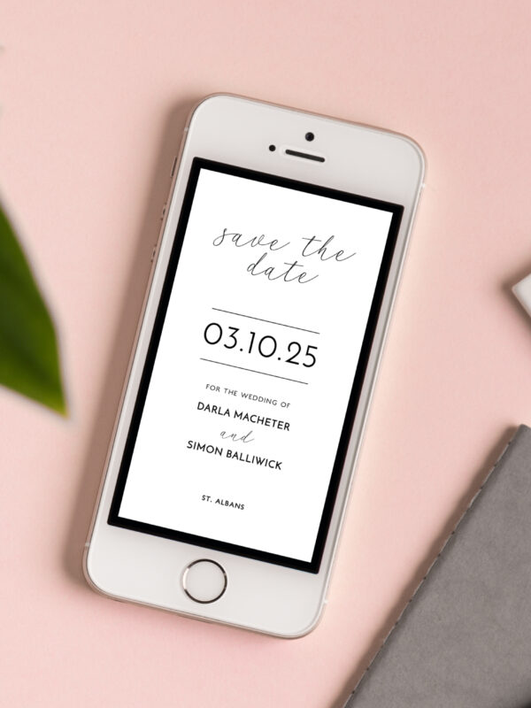 Black Border Wedding Save the Date E-Vite Template