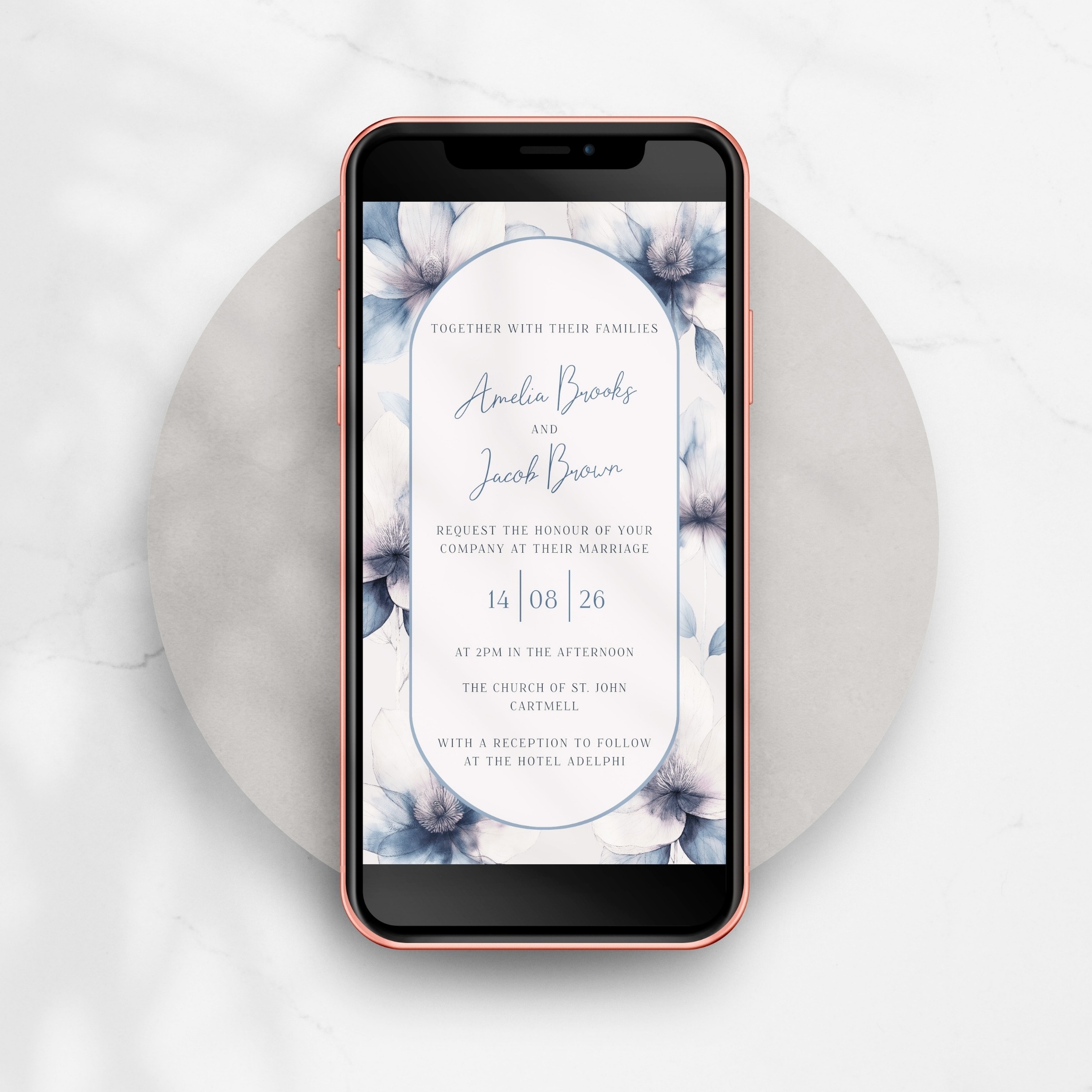 Serene Floral Digital Smartphone Wedding Invitation