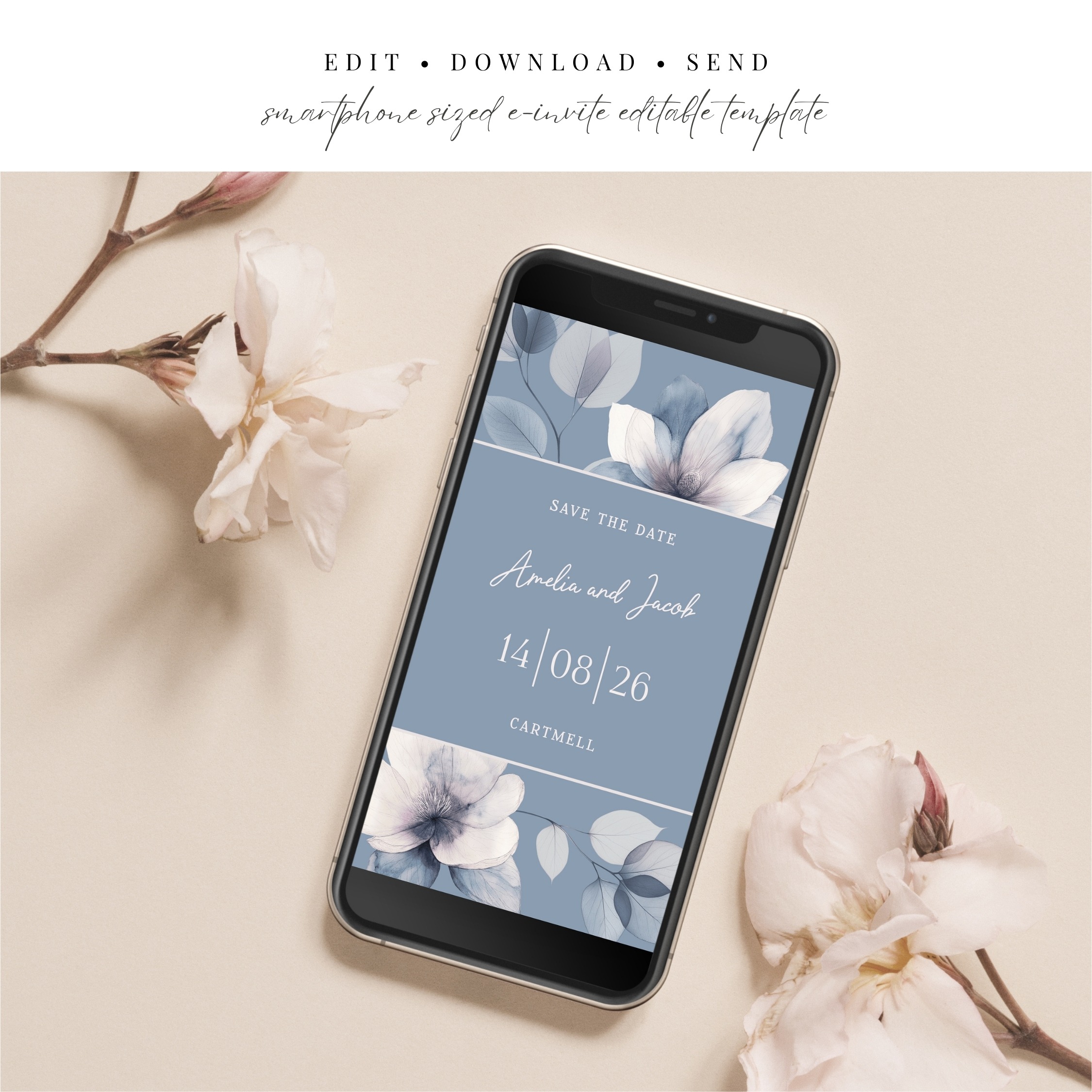Ethereal Bloom Wedding Save the Date E-Vite - Editable Template