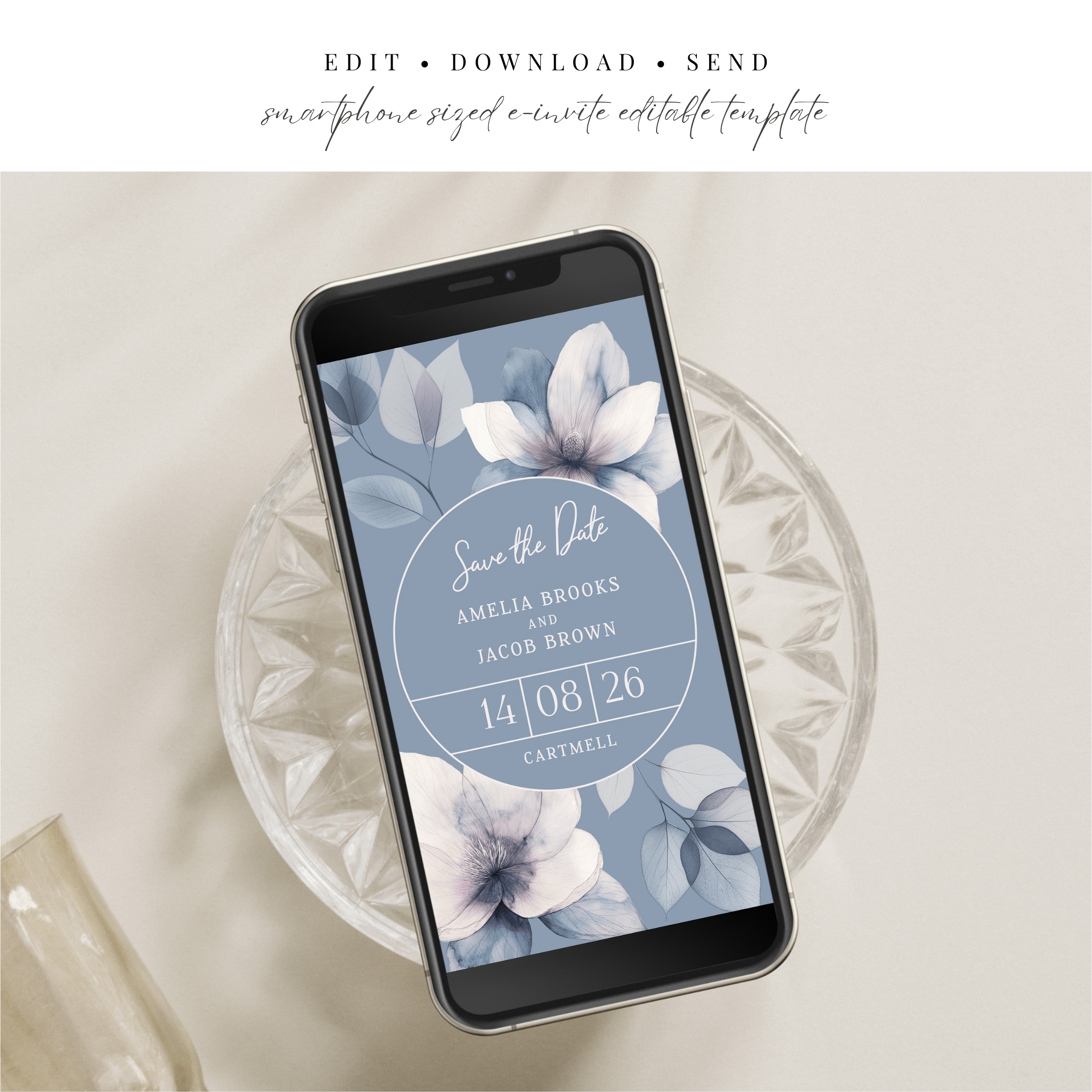 Ethereal Bloom Circle - Digital Save the Date Evite Editable Template