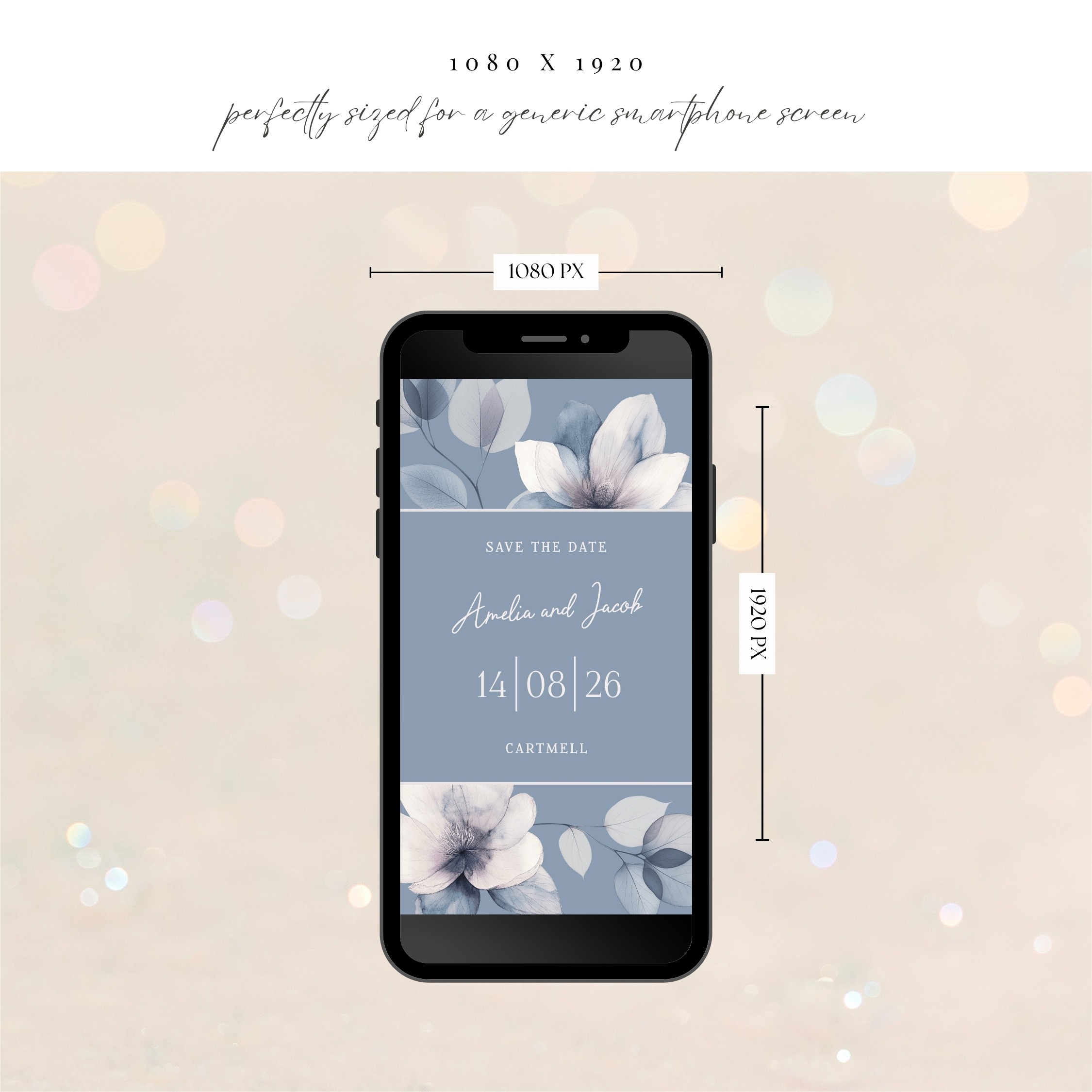 Ethereal Bloom Wedding Save the Date E-Vite - Evite Size