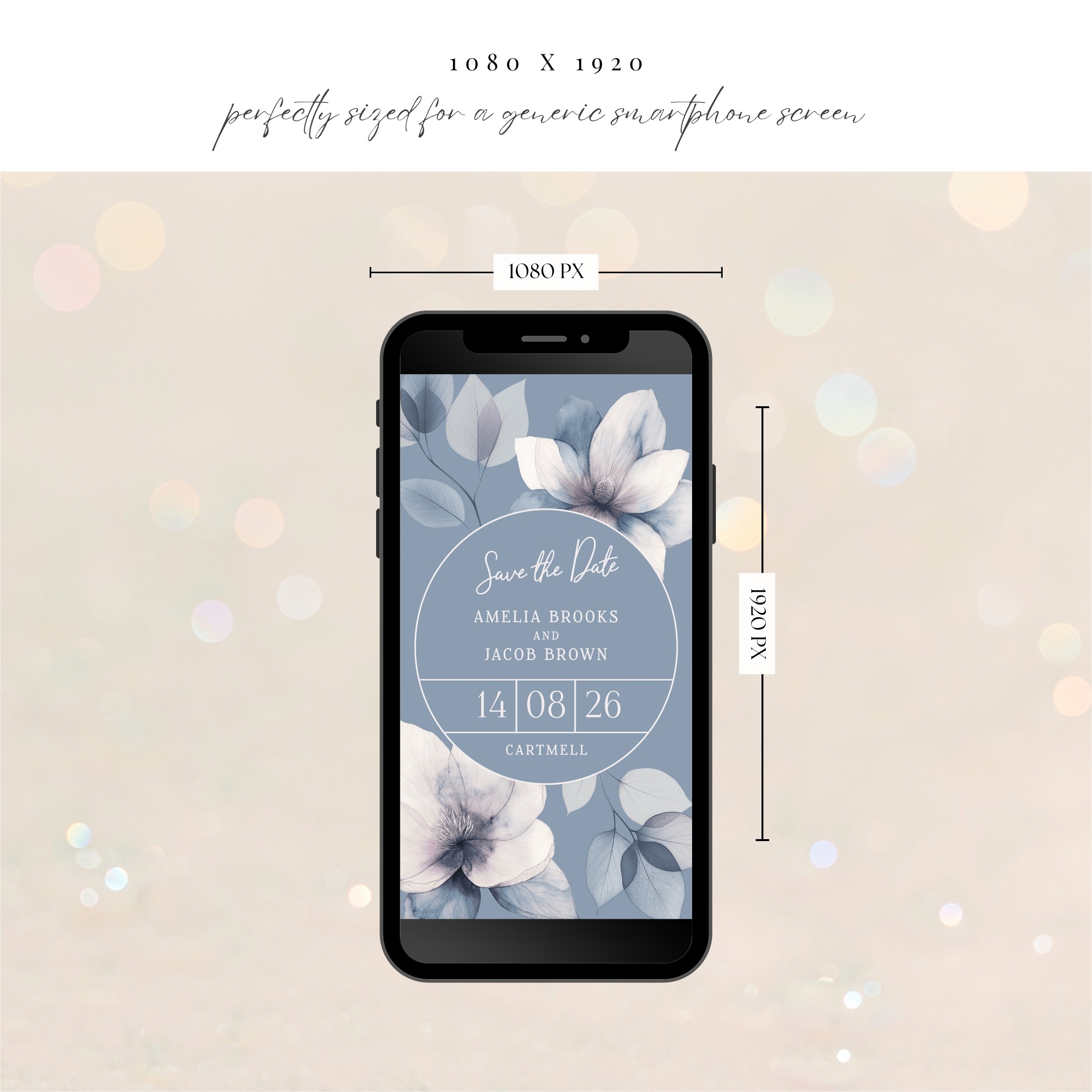 Ethereal Bloom Circle - Digital Save the Date Evite: Size