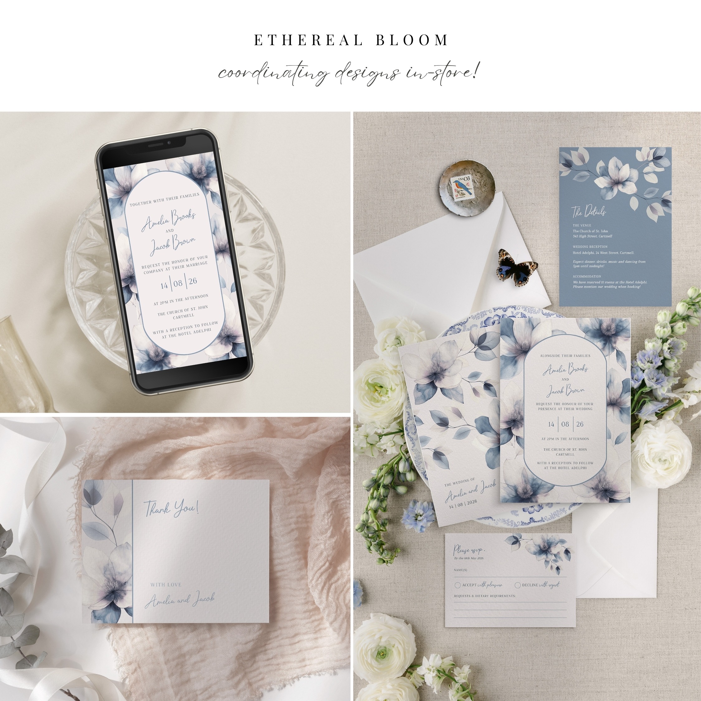 Ethereal Bloom Circle - Digital Save the Date Evite: Matching Stationery Available