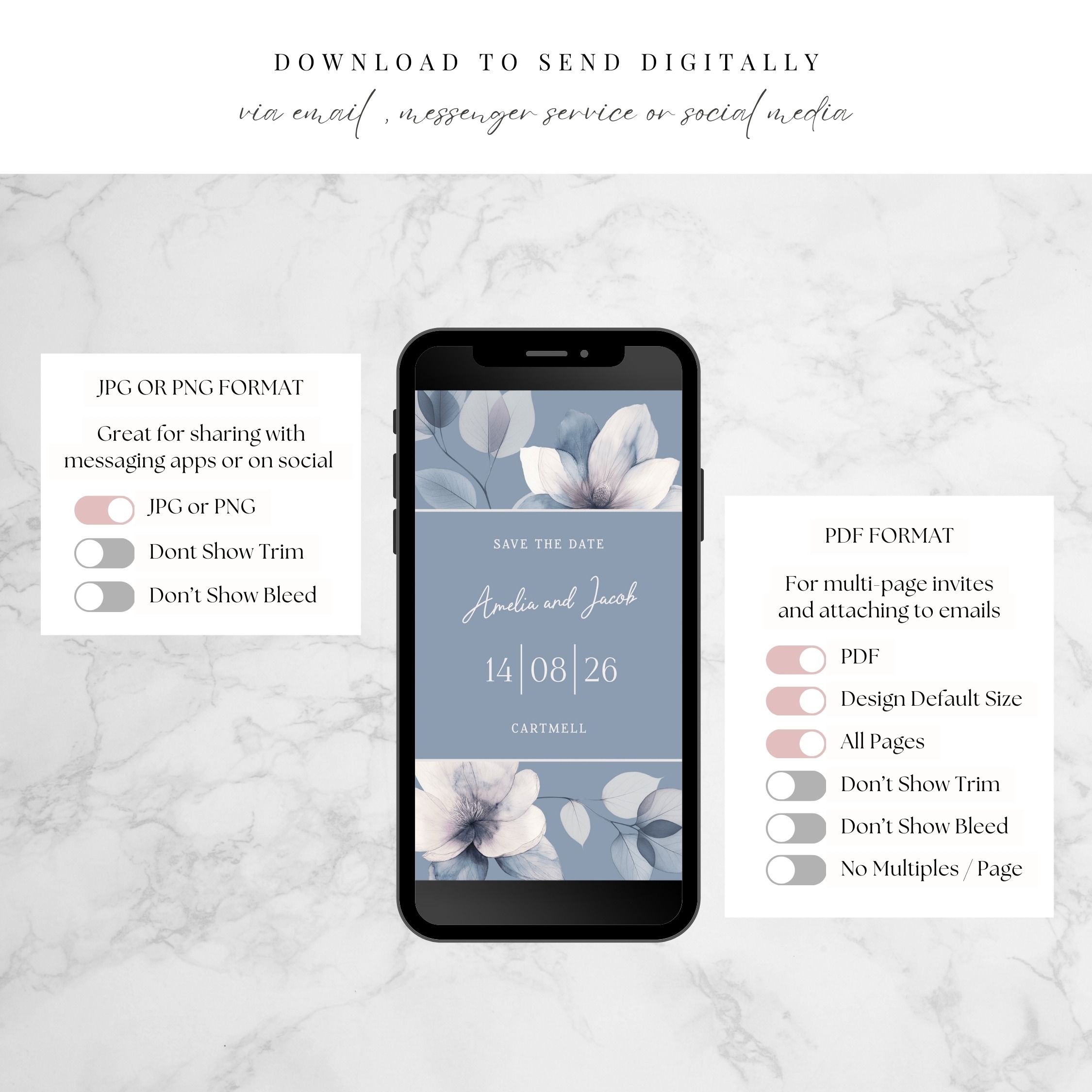 Ethereal Bloom Wedding Save the Date E-Vite - Print or Use Digitally