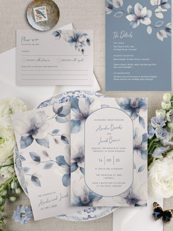 Ethereal Bloom - Winter to Spring Botanical Wedding invitation suite